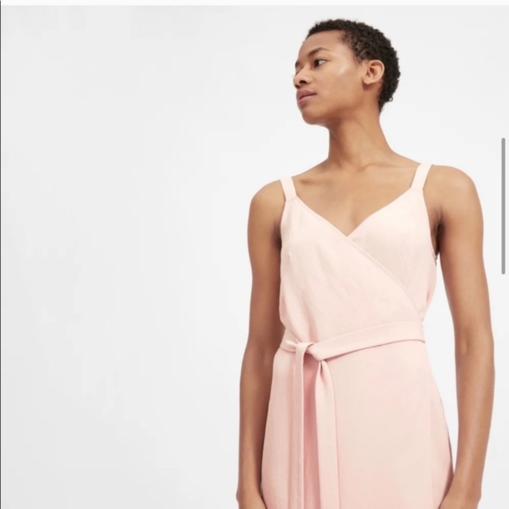 Everlane 14 Japanese GoWeave Wrap Tank Dress Blush